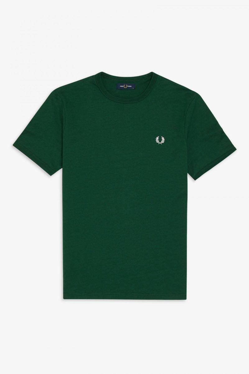 Dark Green Fred Perry Ringer Men's T Shirts | PH 1745DFMN